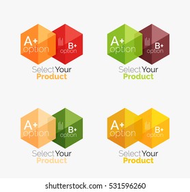 Set von Infografik-Vorlagen mit Text und Optionen. Elemente der Broschüre, Präsentation und Navigation im Web