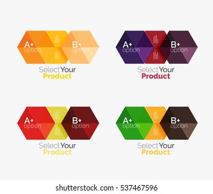 Set of infographic templates with text and options. Elements of business brochure, presentation and web design navigation layout