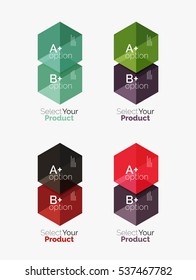 Set of infographic templates with text and options. Elements of business brochure, presentation and web design navigation layout