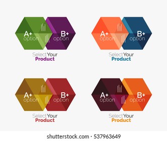 Conjunto de plantillas infográficas con texto y opciones. Elementos del folleto comercial, presentación y diseño de navegación en la web