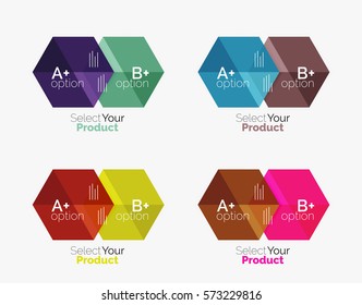 Set of infographic templates with text and options. Elements of business brochure, presentation and web design navigation layout