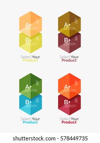 Set of infographic templates with text and options. Elements of business brochure, presentation and web design navigation layout