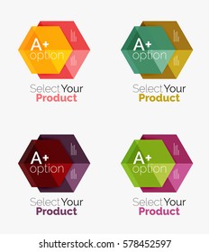 Conjunto de plantillas infográficas con texto y opciones. Elementos del folleto comercial, presentación y diseño de navegación en la web