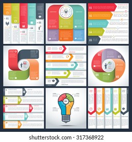 Set of infographic templates. Vector arrow and circle numbered banners. Can be used for cycle diagram, graph, round chart, report, workflow layout, number and step options, web design 