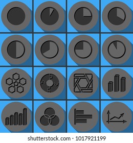 Set of infographic vector icons. Round papercut pictogram with 3d effect.