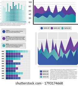 Infografik für Web-, Mobil-, Reports- und Firmenpräsentationen. Grafik- und Diagrammsammlung. Informationsanzeige und -verarbeitung.  Broschüre, Flyer oder Broschüren.