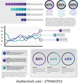Set of infographic for web, mobile reports and corporate presentation. Graph and chart collection. Information display and processing.  Leaflet, brochure, flyer or booklet elements.
