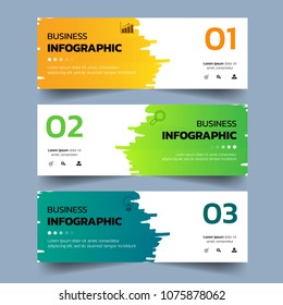 Set of Infographics banners with watercolors splash design.can be used for workflow layout, diagram, web design. Creative banner, label vector.