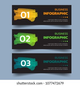 Set of Infographics banners with watercolors splash design.can be used for workflow layout, diagram, web design. Creative banner, label vector.