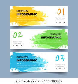Set of Infographics banners with watercolors splash design.can be used for workflow layout, diagram, web design. Creative banner, label vector.