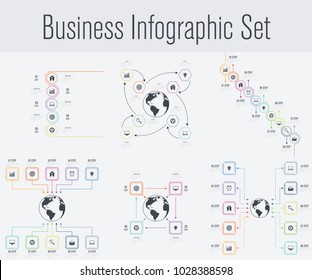 Set with infographics. Data and information visualization. Template. Stock vector. Dynamic infographics stylish geometric. element for design business invitations, gift cards, flyers and brochures