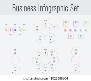 Set with infographics. Data and information visualization. Template. Stock vector. Dynamic infographics stylish geometric. element for design business invitations, gift cards, flyers and brochures