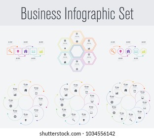 Set with infographics. Data and information visualization. Template. Stock vector. Dynamic infographics stylish geometric. element for design business invitations, gift cards, flyers and brochures