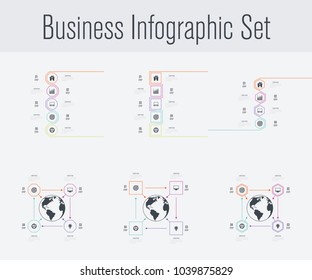 Set with infographics. Data and information visualization. Template. Stock vector. Dynamic infographics stylish geometric. element for design business invitations, gift cards, flyers and brochures