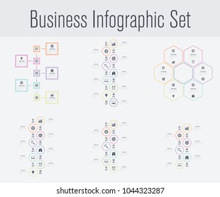 Set with infographics. Data and information visualization. Template. Stock vector. Dynamic infographics stylish geometric. element for design business invitations, gift cards, flyers and brochures