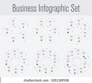 Set with infographics. Data and information visualization. Template. Stock vector. Dynamic infographics stylish geometric. element for design business invitations, gift cards, flyers and brochures