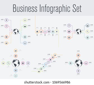 Set with infographics. Data and information visualization. Template. Stock vector. Dynamic infographics stylish geometric. element for design business invitations, gift cards, flyers and brochures
