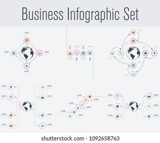Set with infographics. Data and information visualization. Template. Stock vector. Dynamic infographics stylish geometric. element for design business invitations, gift cards, flyers and brochures