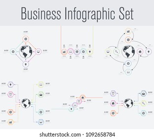 Set with infographics. Data and information visualization. Template. Stock vector. Dynamic infographics stylish geometric. element for design business invitations, gift cards, flyers and brochures