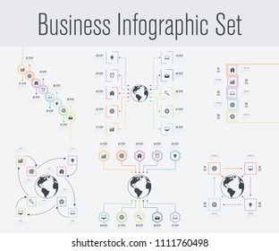 Set with infographics. Data and information visualization. Template. Stock vector. Dynamic infographics stylish geometric. element for design business invitations, gift cards, flyers and brochures