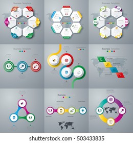 Set with infographics. Data and information visualization. Template. Stock vector
