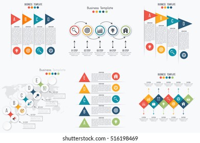 Set with infographics. Data and information visualization. Template. Stock vector
