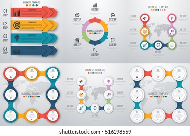 Set with infographics. Data and information visualization. Template. Stock vector