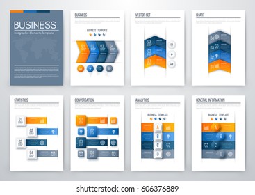 	
Set with infographics. Data and information visualization. Template. Stock vector