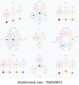 Set with infographics. Data and information visualization. Template. Stock vector. Dynamic infographics stylish geometric. element for design business invitations, gift cards, flyers and brochures