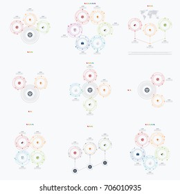 Set with infographics. Data and information visualization. Template. Stock vector. Dynamic infographics stylish geometric. element for design business invitations, gift cards, flyers and brochures