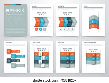 Set with infographics. Data and information visualization. Template. Stock vector. Dynamic infographics stylish geometric. element for design business invitations, gift cards, flyers and brochures