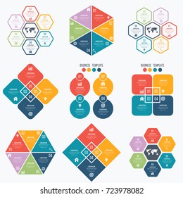 Set with infographics. Data and information visualization. Template. Stock vector. Dynamic infographics stylish geometric. element for design business invitations, gift cards, flyers and brochures