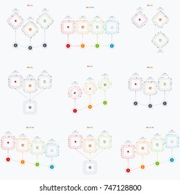Set with infographics. Data and information visualization. Template. Stock vector. Dynamic infographics stylish geometric. element for design business invitations, gift cards, flyers and brochures