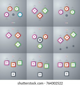 Set with infographics. Data and information visualization. Template. Stock vector. Dynamic infographics stylish geometric. element for design business invitations, gift cards, flyers and brochures