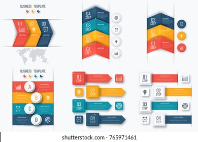 Set with infographics. Data and information visualization. Template. Stock vector. Dynamic infographics stylish geometric. element for design business invitations, gift cards, flyers and brochures