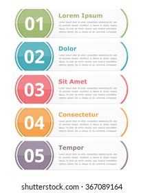 Set of infographics design elements with numbers (steps or options) and text, vector eps10 illustration