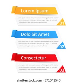 Set of infographics design elements with place for numbers (steps or options) titles and text, vector eps10 illustration