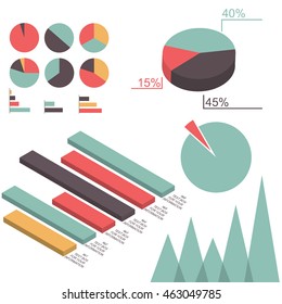 Set of infographics elements charts, graphs, diagrams, speech bu