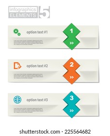 Set of infographics elements in the form of paper tape for various purposes. Vector Illustration