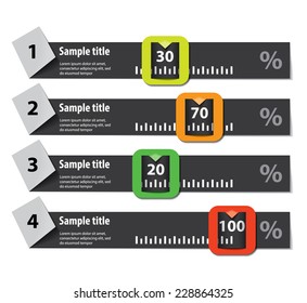 Set of infographics elements in the form of paper tapes and other flat shapes. For various purposes. Vector illustration on the white background