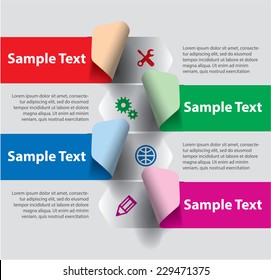 Set of infographics elements in the form of paper tapes and other flat shapes. For a variety of purposes. Vector illustration on the light gray background