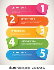 Set of infographics elements in the form of paper tape for various purposes. Sequence number. Vector illustration. Isolated on white background