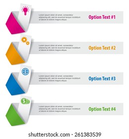 Set of infographic's elements in the form of paper strips on white background. For various purposes. Vector illustration