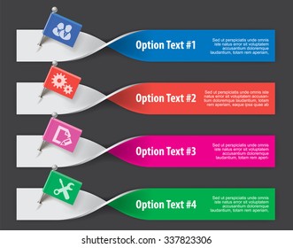 Set of infographics elements in the form of paper tapes for a variety of purpose. Vector Illustration
