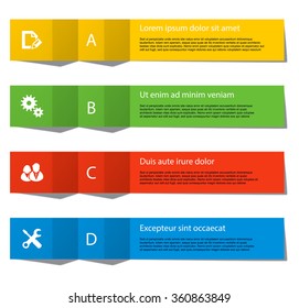 Set of infographics elements in the form of paper tapes for a variety of purpose. Vector Illustration