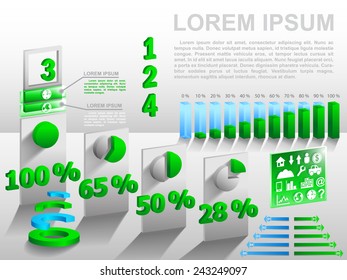 Set of infographics elements. Green & Blue.