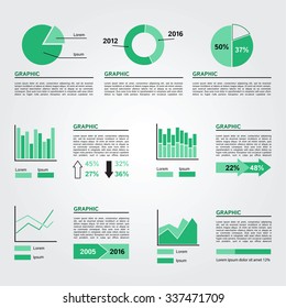 Set of Infographics Elements. Green Colors. Vector Illustration EPS8