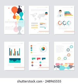 Set of infographics elements in modern flat business style. Can be used for info graphics, graphic or website layout vector, numbered banners, diagram, flyer, corporate report, marketing etc, web.