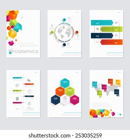 Set of infographics elements in modern flat business style. Can be used for info graphics, graphic or website layout vector, numbered banners, diagram, flyer, corporate report, marketing etc, web.