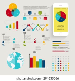 Set of infographics elements in modern flat business style. Can be used for info graphics, graphic or website layout vector, numbered banners, diagram, flyer, corporate report, marketing etc, web.